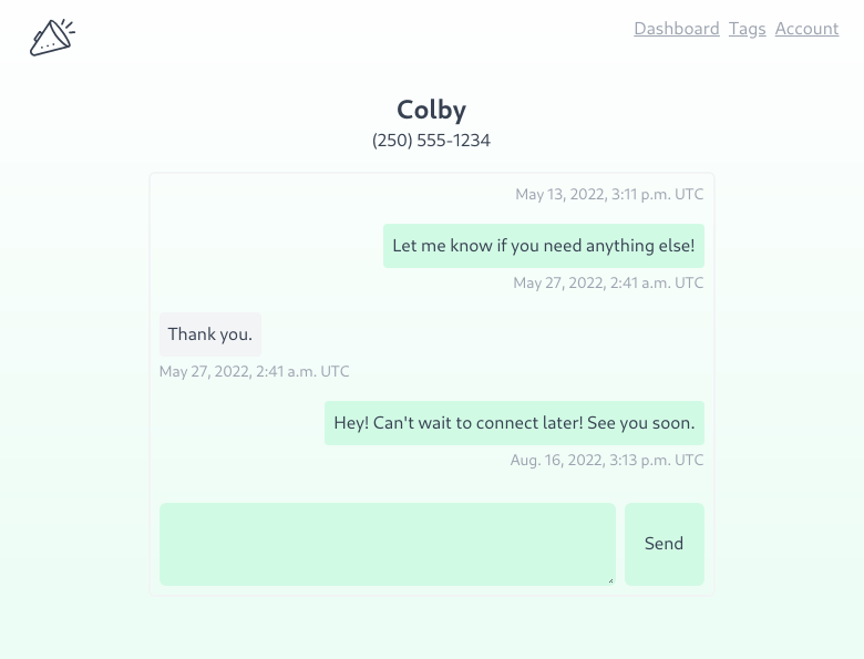 A text message conversation in Herald