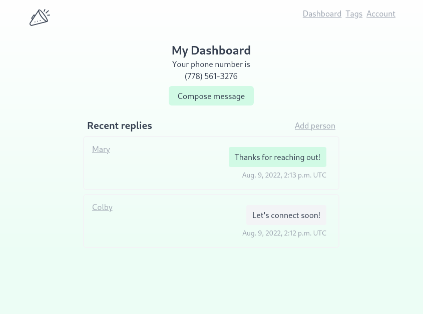 Herald texting interface